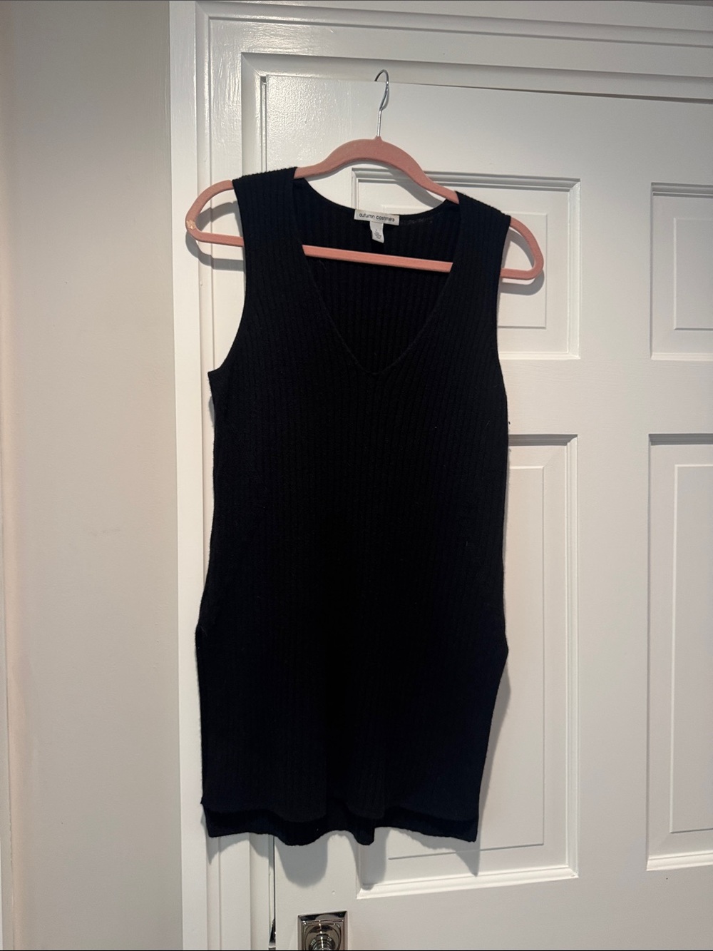 Autumn cashmere Black Ribbed V-Neck Sleeveless Knit Tank